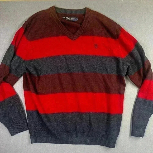 US Polo Assn Long sleeve Sweater Mens L 100% acrylic Soft Warm Cozy Fall 0701 - Picture 1 of 5